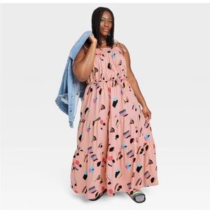 𝅺pride Adult Sleeveless Abstract Rainbow A-Line Dress Pink plus size xxl unisex